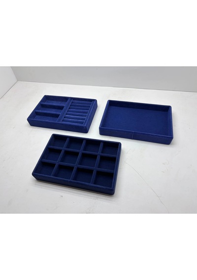 Peru Model Süet Kumaş Lacivert Renk 22/14 Cm 3 Lü Takım Takı Sergileme Standı