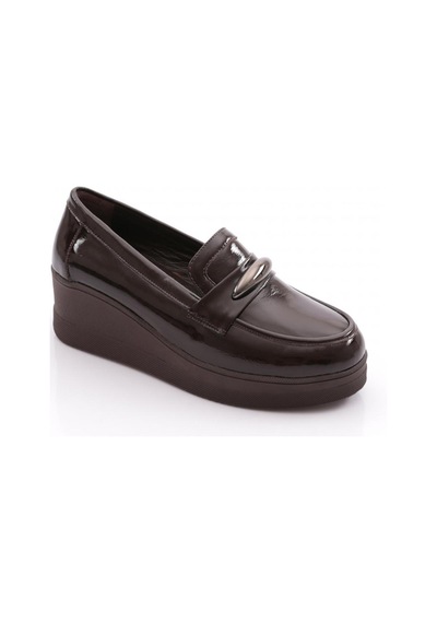 Dgn 618 Kadın Loafer Ayakkabı Kahve Rugan