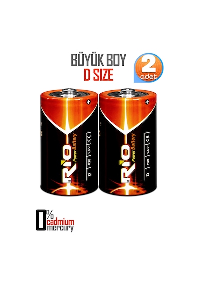 Rio 2li Büyük Boy Pil R20 D-size Pil D Boy Pil Oyuncak Pili Çinko Karbon Pil Zn-c 1.5 V