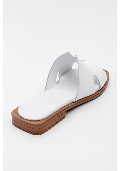 Luvishoes Luvi Shoes Jez Beyaz Cilt Hakiki Deri Kadın Terlik Beyaz