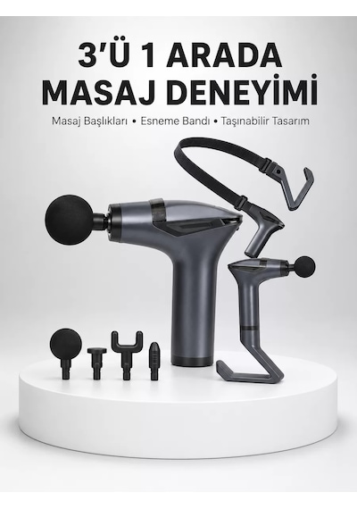 Titreşimli Şarjlı Masaj Aleti 3in1 Fonksiyonel Çok Amaçlı Model Yeni Nesil Gri