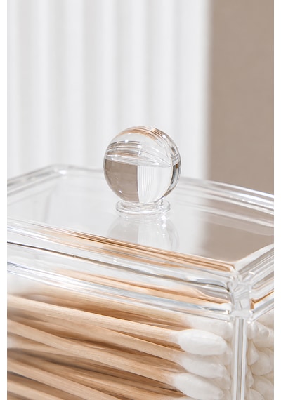 Kulak Çöpü Düzenleyeci - Pamukluk Organizer - Şifonyer Organizeri - Kapaklı Şeffaf - Kulak Çubuk - Makyaj