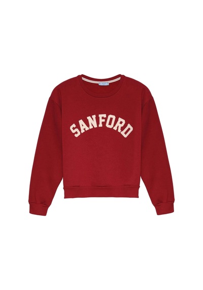 Olla Collection Yazı Baskılı Sweatshirt Bordo Bordo