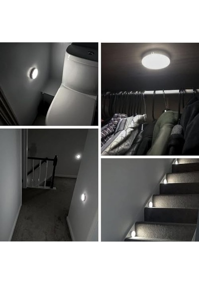 Akynite Hareket Sensörü Gece Lambası Usb Şarj Edilebilir, Soğuk Beyaz Ve Kısılabilir, 10 Led, Manyetik Gece Lambası, Dolap Merdivenleri Koridor Banyo İçin Hareket Sensörü Işığı, 3 Adet
