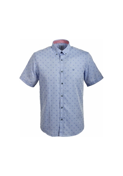 Ncs Jeans Erkek Mavi Kısa Kol Yazlık Gömlek Nokta Puan Desen Slim Fit Düğme Yaka Pamuk İnce Kumaş Jeans 7173 Shirt-mavi Mavi