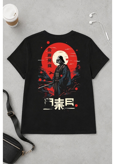 Spoyi Red Moon Warrior Tasarımlı %100 Pamuk Yarım Oversize Siyah T-shirt Spoyi Red Moon Warrior Tasarımlı %100 Pamuk Yarım Oversize Siyah T-shirt