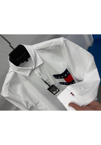 Tommy Hilfiger Erkek Yazlık Spor Gömlek Beyaz