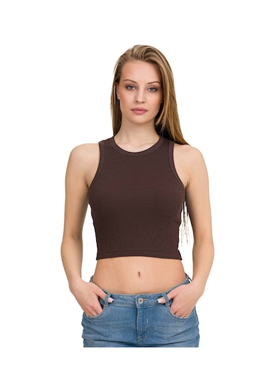 İlke İç Giyim Kadın Halter Yaka Elastan Kaşkorse Crop Çok Renkli S Kahverengi Xs