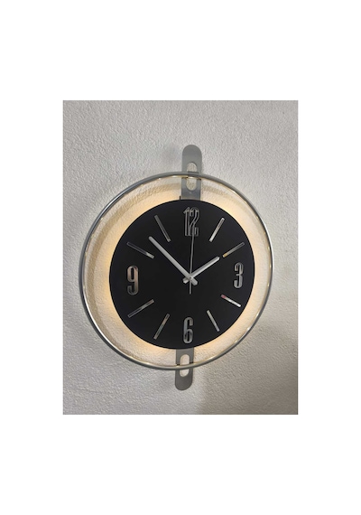 Pey Aksesuar 50x70 Cm Metal Ahşap Ve Işığın Muhteşem Uyumu Duvar Saati Dekoratif Metalik