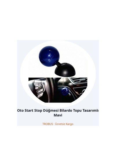 Trobus Oto Start Stop Düğmesi Bilardo Topu Tasarımlı Mavi