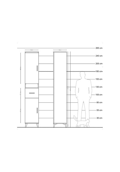 Hyperion Dolap 5 Raflı Tek Çekmeceli 2 Kapaklı 44x44x243 Aytaşı-çam Aytası