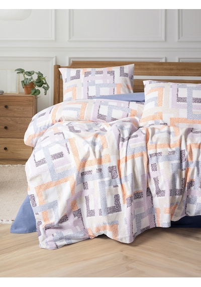 Cotton Box Flanel Çift Kişilik Nevresim Takımı Hayden Lila Lila
