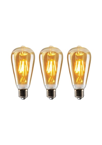 Edison ST64 Flamanlı 4 W Rustik Led Ampul 3'lü Paket
