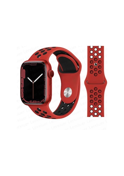 Apple Uyumlu  Watch 9-8-7-6-5-4-3-se / 38-40-41 Mm Delikli Nike Silikon Spor Kordon