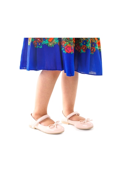 Kiko Kids Fiyonklu Cırtlı Kız Çocuk Babet Ayakkabı 201 Rugan Pudra 001