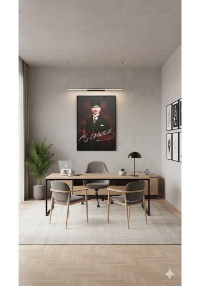 Mustafa Kemal Atatürk Şık Portre Cam Tablo Hediyelik Özel Tasarım