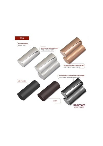 45 x 120mm Paslanmaz Çelik Spin Fırça Mat İnox & Parlak Black Chrome Havlupan