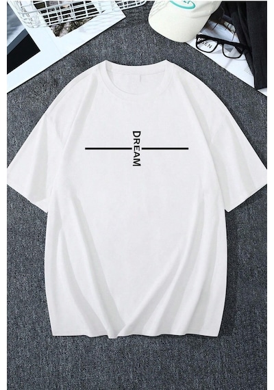 Flood Of Style Unisex Beyaz Dream Baskılı Oversize