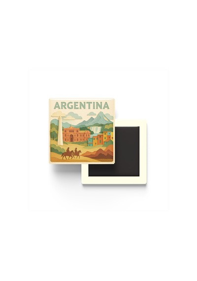 Arjantin - Argentina - Paper Cut Art - Baskılı Buzdolap Magneti Kare - 9x9 Cm