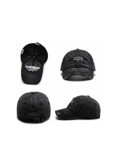 Valkyrie Original The Black Nakışlı Unisex Beyzbol Şapkası Vintage Eskitme Pamuk Ayarlanır Siyah