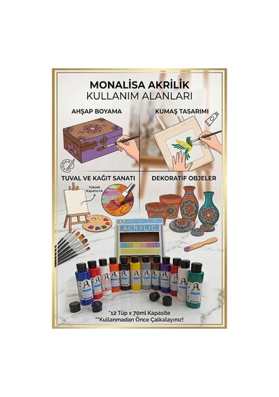 Akrilik Boya 12 Renk Pastel Ve Ana Renk 1 Paket Monalisa 70 Ml 12 Li Akrilik Boya Resim Dersi Tuval Ahşap Taş Boya Seti Çok Renkli