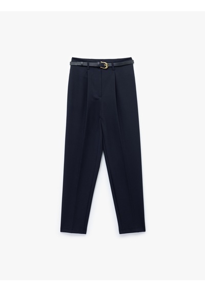 Koton Yüksek Bel Cigarette Pantolon Kemerli Slim Fit Lacivert 7wak40013uw