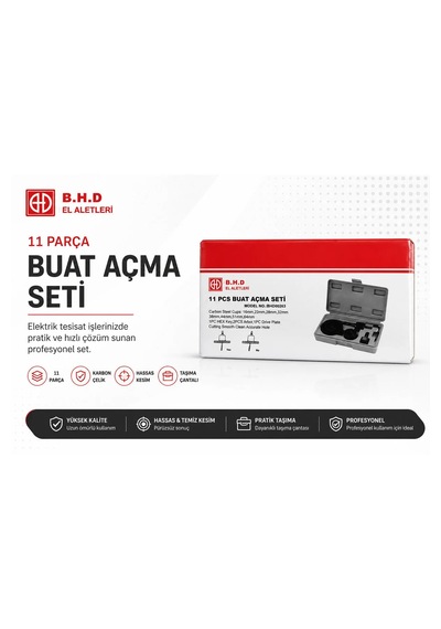Bhd 11 Parça Buat Açma Seti Bhd00263 19mm-64mm Boyutlarıyla Dayanıklı Materyal