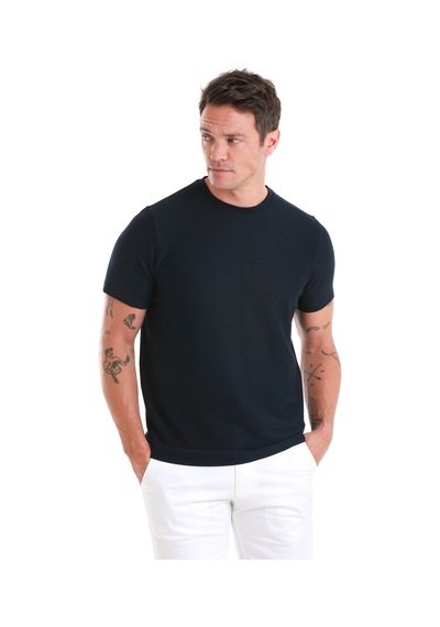 Hatemoğlu Lacivert Regular Fit Düz Bisiklet Yaka Tişört 35103023c004 005 Lacivert