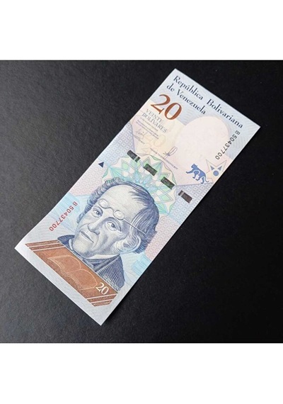 2018 Venezuela 20 Bolivar Çil Eski Yabancı Kağıt Para