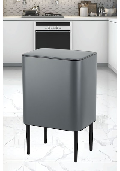 Vip Ahmet Nova Bölmeli Çıkarılabilir Metal Çöp Kovası 26 Lt Vp-51 Antasit