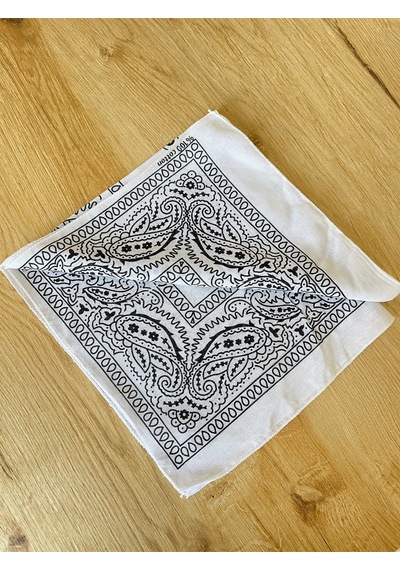 Pamuklu Klasik Desen Unisex Bandana Renkli Bandana Etnik Desenli A Kalite Bandana Beyaz