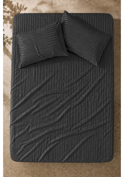 Çizgili Saten Çarşaf Takımı Seti Lastikli Yumuşak & Parlak Tek/çift/battal Boy 30 Cm Yükseklik Antrasit Çizgili Saten Çarşaf Takımı Seti Lastikli Yumuşak & Parlak Tek/çift/battal Boy 30 Cm Yükseklik Antrasit