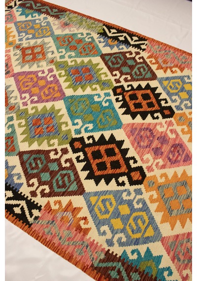 El Dokuma Afgan Kilim 100% Yün Kök Boya Elsanat Eserı İle Harika Anadolu Kilim Desenlı Çok Renkli