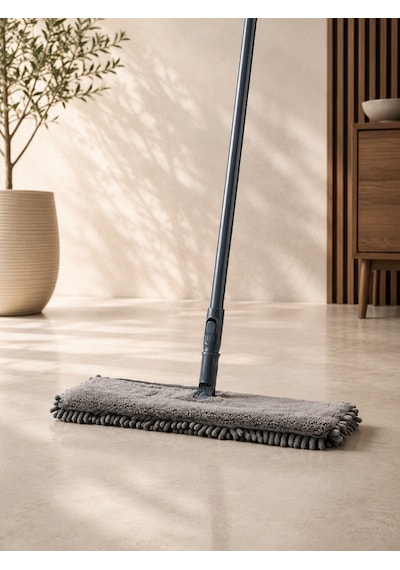 Çift Taraflı Mikrofiber Makarna Mop 360 Döner Başlıklı Islak Kuru Temizlik Mopu Yıkanabilir Bezli Vıchy-7029 40cm Hare