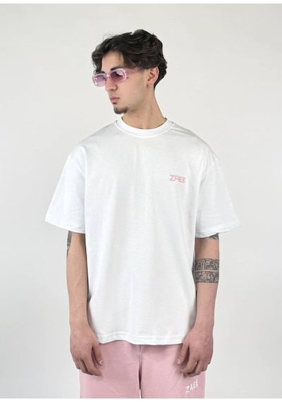 Zaee Club Nakışlı Oversize Unisex T-shirt Pembe