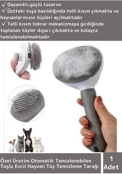 Wintoup Premium Üretim Kolay Temizlenebilen Tuşlu Masaj Etkili Evcil Hayvan Tüy Toplama Tarağı