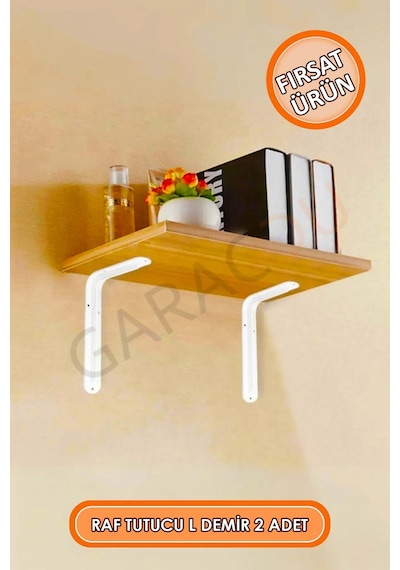 Beyaz Raf Altı Demir Ayak Raf Tutucu L Demir 16x23 Cm Duvar Montaj Demir Ayak 2 Adet Beyaz Diğer