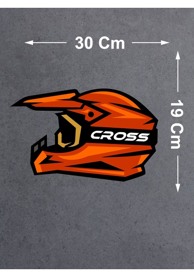 Cross Motosiklet Kask Sticker - Araba Oto Motosiklet Sticker - 00021 30x19 Cm