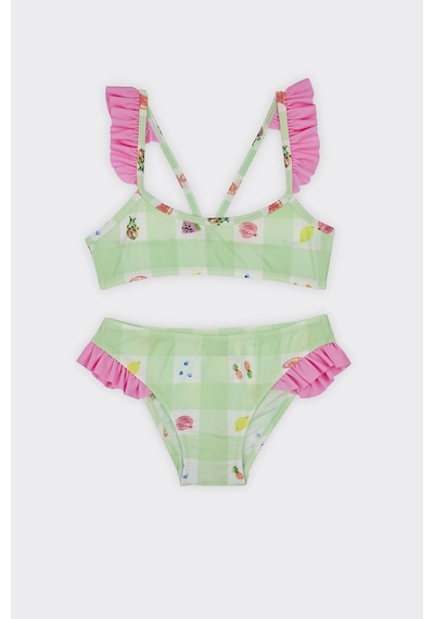 Panço Kız Çocuk Meyve Desenli Bikini Yeşil 2412GK42009