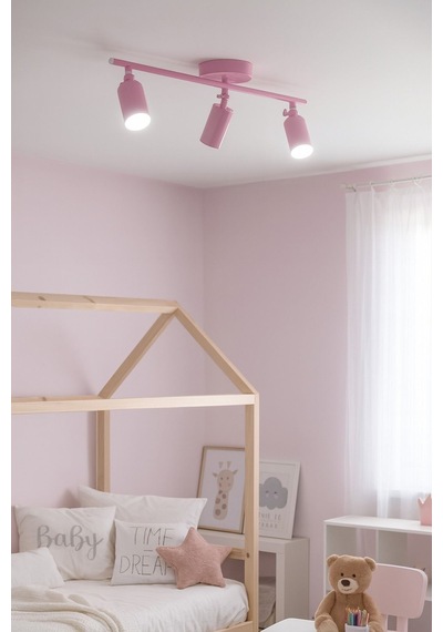 Spoti 3'lü Pembe Renk Beyaz Işık Modern Tasarım Salon - Mut...