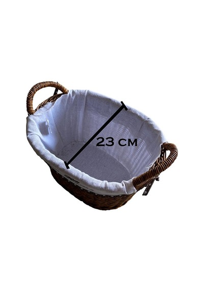 Kulplu Oval Kumaşlı Sepet Orta Boy 28 X 19 X 23 Cm Kahverengi