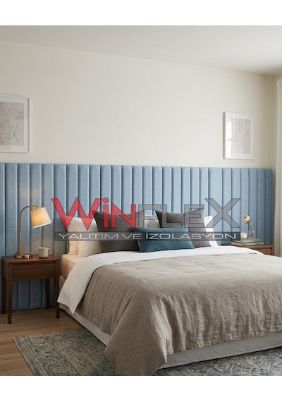 12 Adet Dekoratif Akustik Kumaş Kaplı Panel- 10x100cm Turkuaz