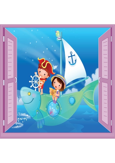 Çocuk Odası Bebek Odası Pencere Poster Duvar Kağıdı Kaptan