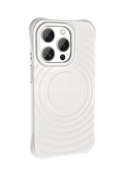 Apple Uyumlu iPhone 15 Pro Max M-safe Şarj Özellikli Airbagli Mat Görünümlü Zore Hepi Kapak Beyaz