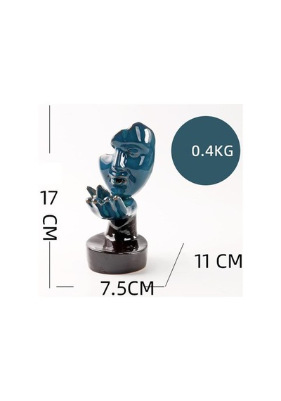 Lüks Seramik Yüz Mask Tasarım Geri Akış Tütsülük Tütsü Şelalesi Dekoratif Biblo Ofis Hediyesi 17 Cm.