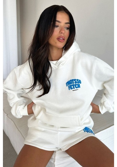 Thatsofetch Series 5 Sweatshirt - Beyaz Baskılı Oversize Kapüşonlu Beyaz
