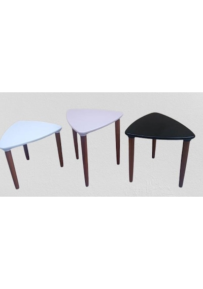 Zigon Sehpa Model 90517 Konik Ayak Üçgen Tabla Üç Renk Kutuda Sevk El Yapım