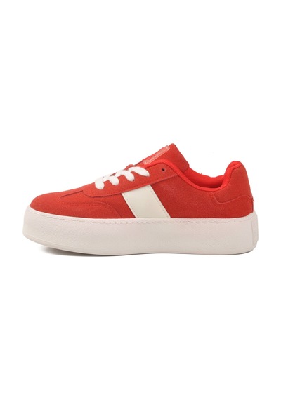 United Colors Of Benetton Kırmızı Hafızalı Taban Keten Bağcıklı Kadın Sneaker Bnı-11241 Z