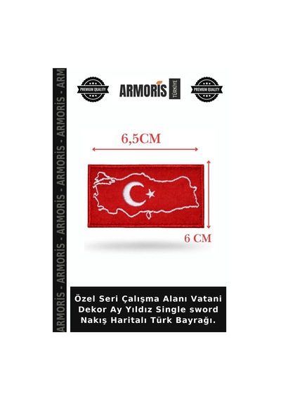 Özel Seri Çalışma Alanı Vatani Dekor Ay Yıldız Single Sword Nakış Haritalı Türk Bayrağı. Diğer