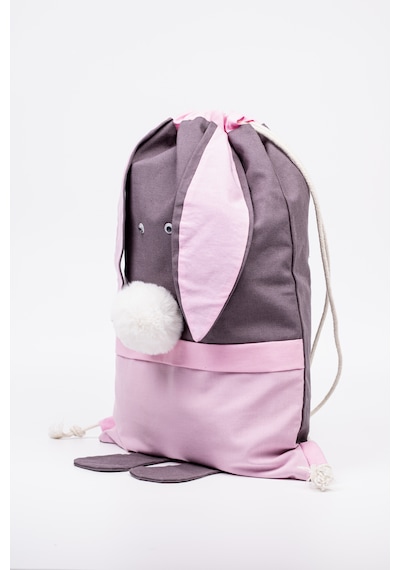 Fabric Craft Bag Çocuk Sırt Çantası Tavşan Figürlü Pembe Pembe - Gri